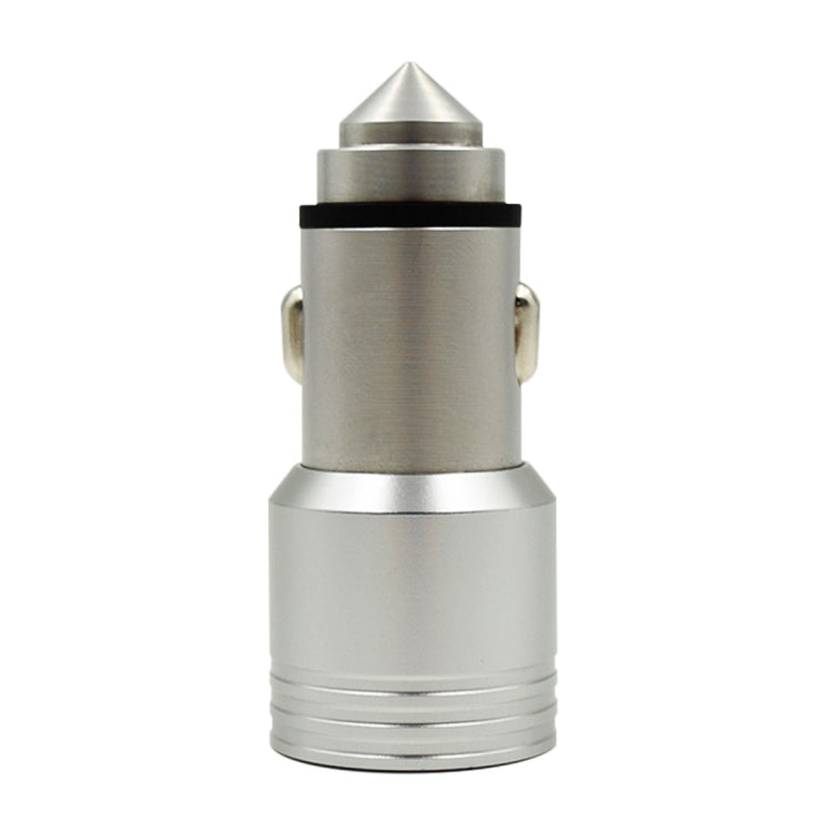 VKworld C101 Aluminium Alloy and Stainless Steel Cone Emergency Hammer Dual USB Port Intelligent IC Protection Car Charger for Smartphones and Tablets, Size: 61 x 26.6 mm