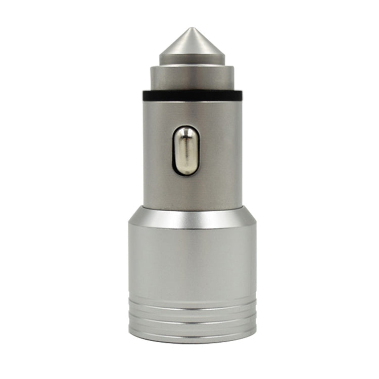 VKworld C101 Aluminium Alloy and Stainless Steel Cone Emergency Hammer Dual USB Port Intelligent IC Protection Car Charger for Smartphones and Tablets, Size: 61 x 26.6 mm
