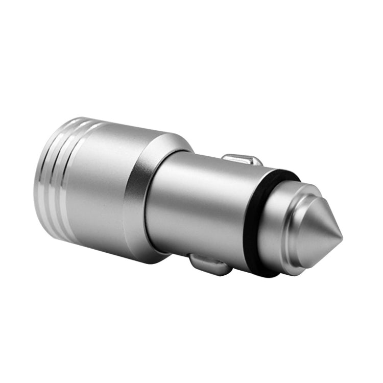 VKworld C101 Aluminium Alloy and Stainless Steel Cone Emergency Hammer Dual USB Port Intelligent IC Protection Car Charger for Smartphones and Tablets, Size: 61 x 26.6 mm