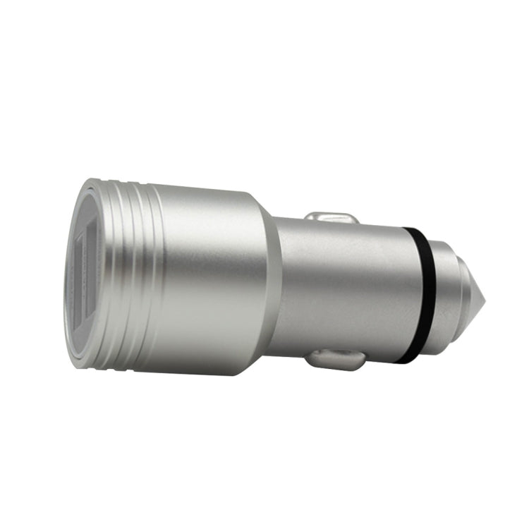 VKworld C101 Aluminium Alloy and Stainless Steel Cone Emergency Hammer Dual USB Port Intelligent IC Protection Car Charger for Smartphones and Tablets, Size: 61 x 26.6 mm