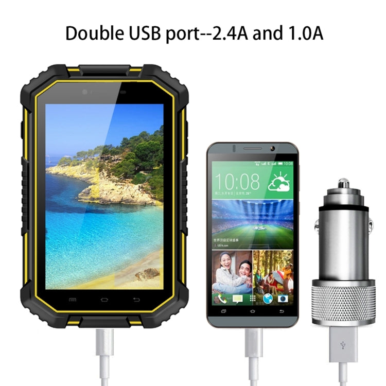 VKworld C102 Dual USB Port Intelligent IC Protection Zinc Alloy and Fireproof ABS Fast Charging Car Charger with Beautiful LED Light for Smartphones and Tablets, Size: 57.8 x 26 mm