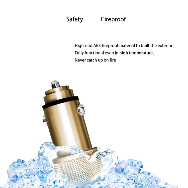 VKworld C102 Dual USB Port Intelligent IC Protection Zinc Alloy and Fireproof ABS Fast Charging Car Charger with Beautiful LED Light for Smartphones and Tablets, Size: 57.8 x 26 mm
