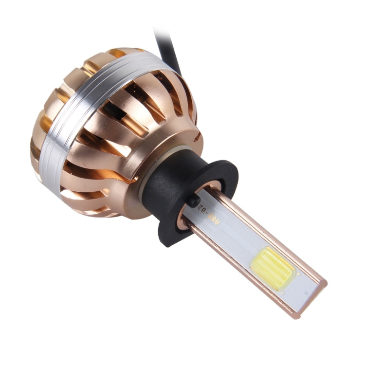 2 PCS H1 36W 3600lm 6000K Car Gold Shell LED Headlight with 2 COB Lamps, DC 12V(White Light)