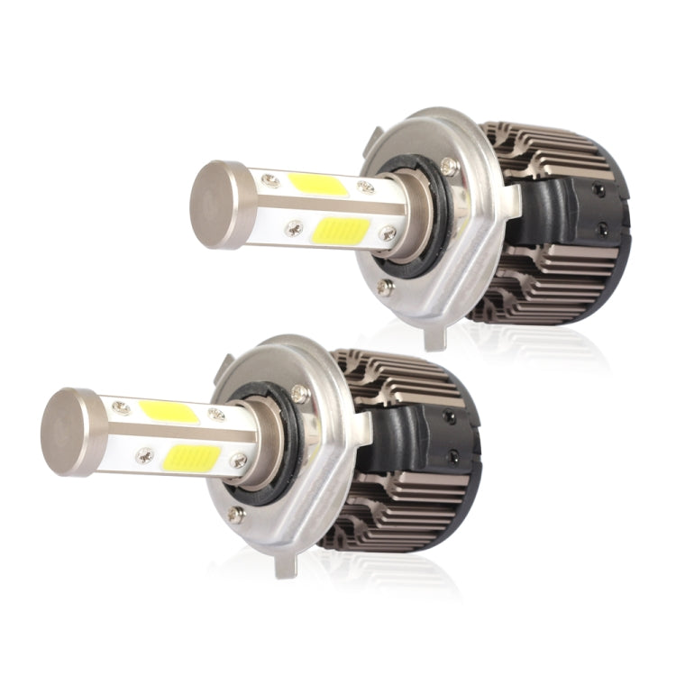 2 PCS X6 H4 36W 3600LM 6500K 4 COB LED Car Headlight Lamps