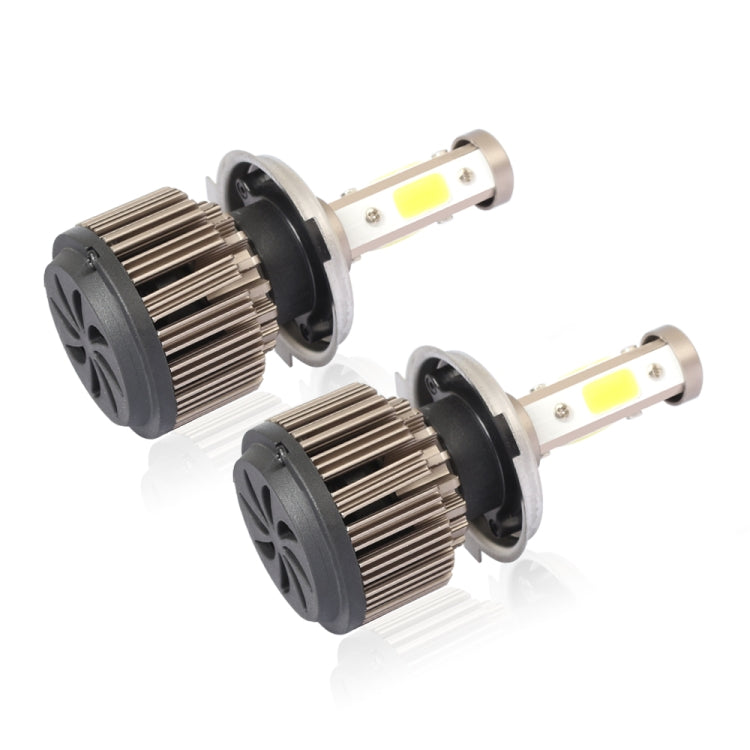 2 PCS X6 H4 36W 3600LM 6500K 4 COB LED Car Headlight Lamps