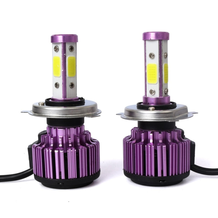 2 PCS X6 H4 36W 3600LM 6500K 4 COB LED Car Headlight Lamps