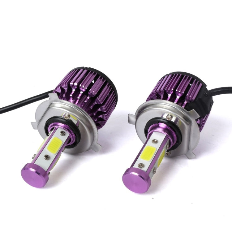 2 PCS X6 H4 36W 3600LM 6500K 4 COB LED Car Headlight Lamps