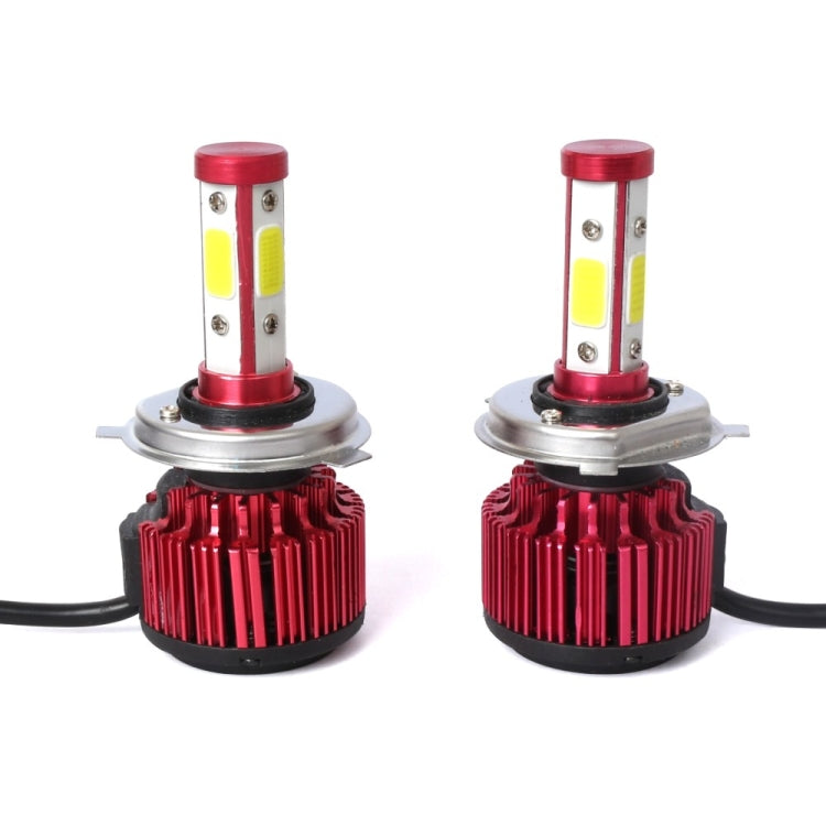 2 PCS X6 H4 36W 3600LM 6500K 4 COB LED Car Headlight Lamps