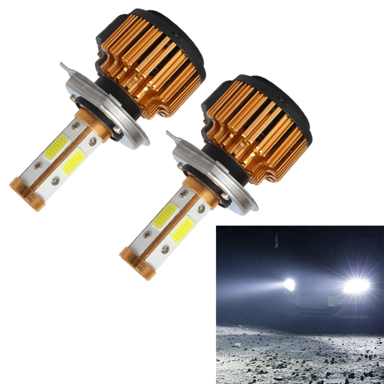 2 PCS X6 H4 36W 3600LM 6500K 4 COB LED Car Headlight Lamps