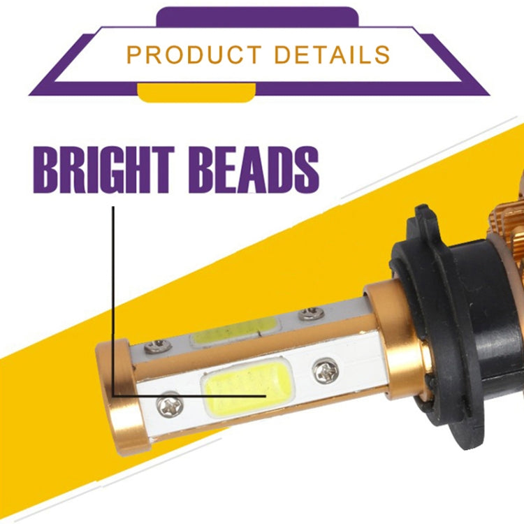 2 PCS X6 H4 36W 3600LM 6500K 4 COB LED Car Headlight Lamps