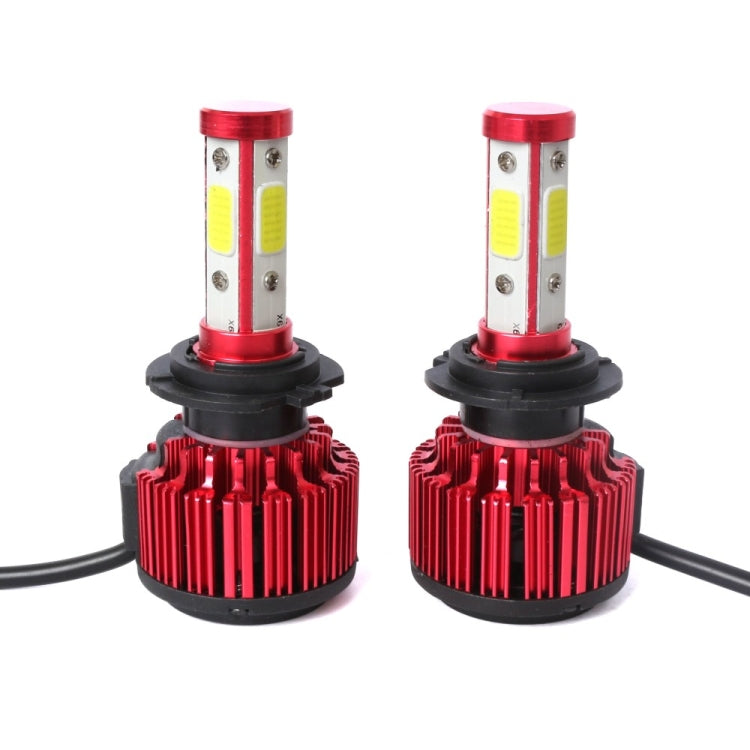 2 PCS X6 H7 36W 3600LM 6500K 4 COB LED Car Headlight Lamps