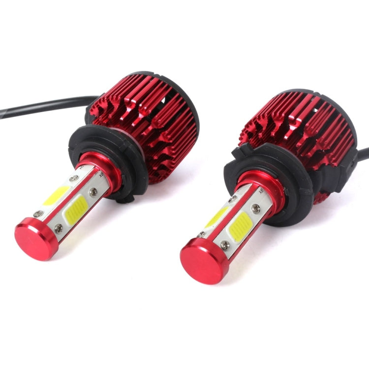2 PCS X6 H7 36W 3600LM 6500K 4 COB LED Car Headlight Lamps
