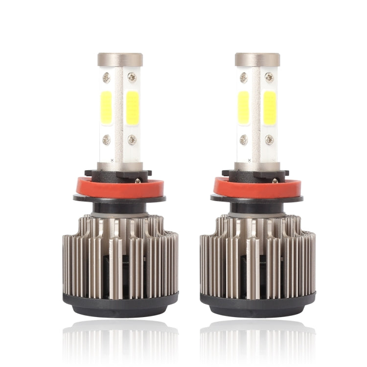2 PCS X6 H8/H11 36W 3600LM 6500K 4 COB LED Car Headlight Lamps
