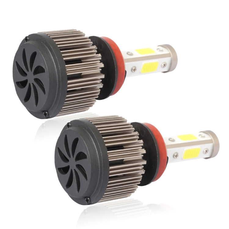 2 PCS X6 H8/H11 36W 3600LM 6500K 4 COB LED Car Headlight Lamps