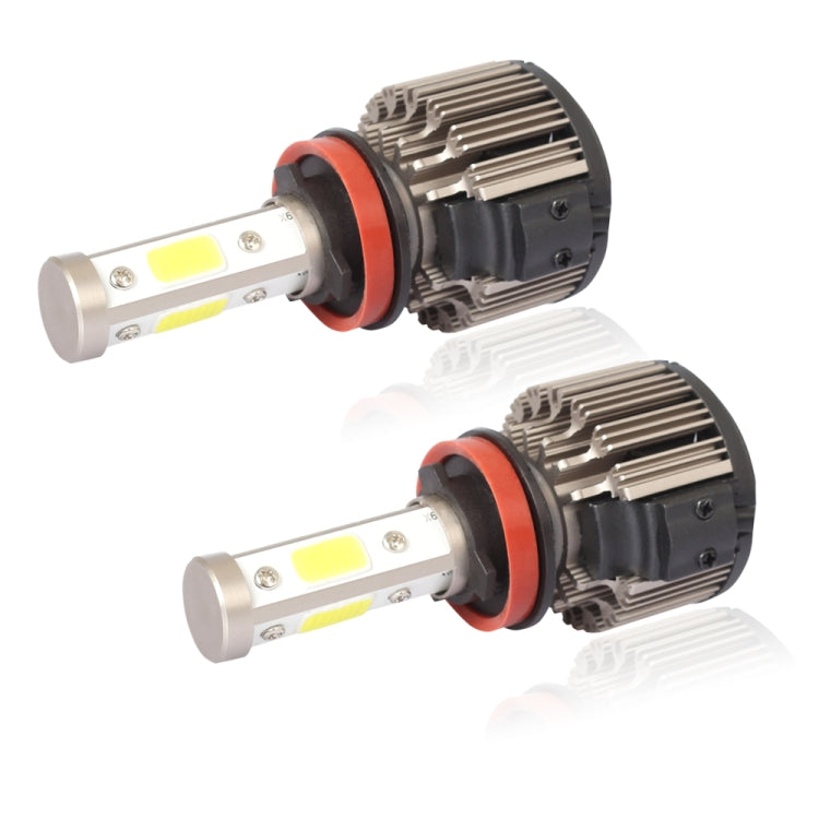 2 PCS X6 H8/H11 36W 3600LM 6500K 4 COB LED Car Headlight Lamps