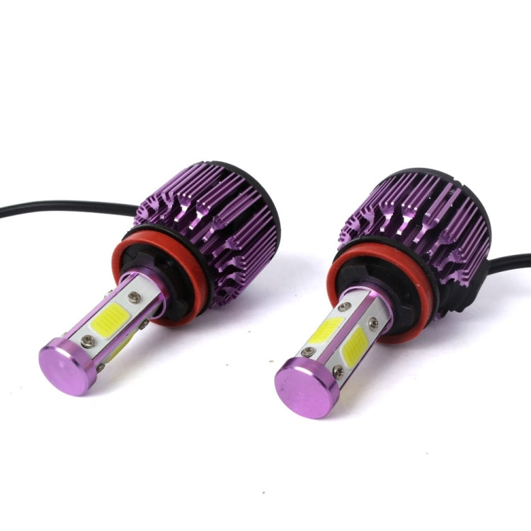 2 PCS X6 H8/H11 36W 3600LM 6500K 4 COB LED Car Headlight Lamps