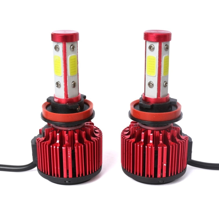 2 PCS X6 H8/H11 36W 3600LM 6500K 4 COB LED Car Headlight Lamps