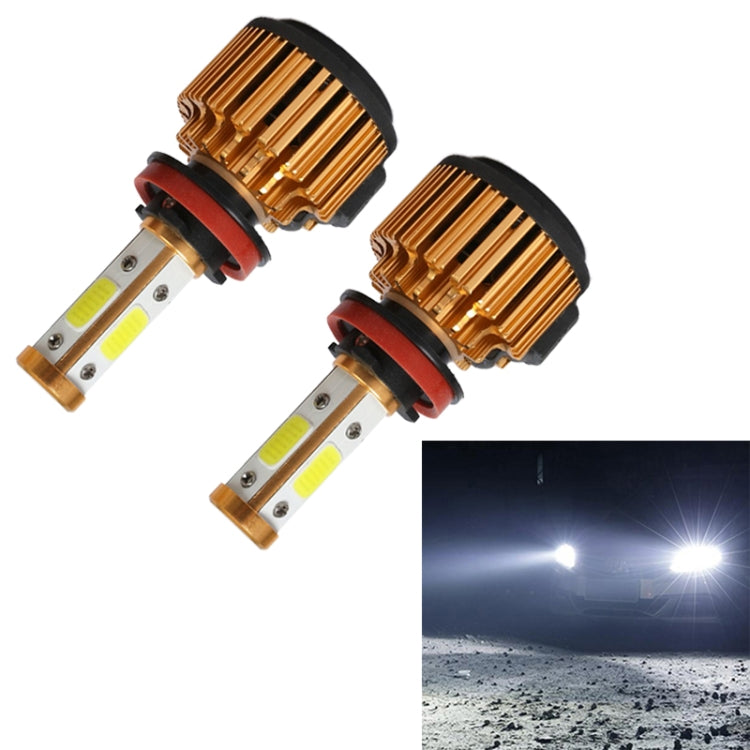 2 PCS X6 H8/H11 36W 3600LM 6500K 4 COB LED Car Headlight Lamps