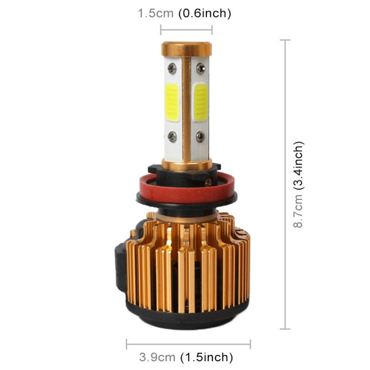 2 PCS X6 H8/H11 36W 3600LM 6500K 4 COB LED Car Headlight Lamps