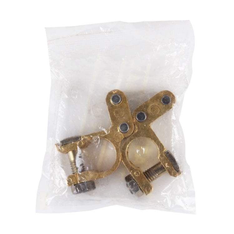 2 PCS Brass Positive and Nagative Car Battery Connectors Terminals Clamps Clips, Inner Diameter: 1.7cm