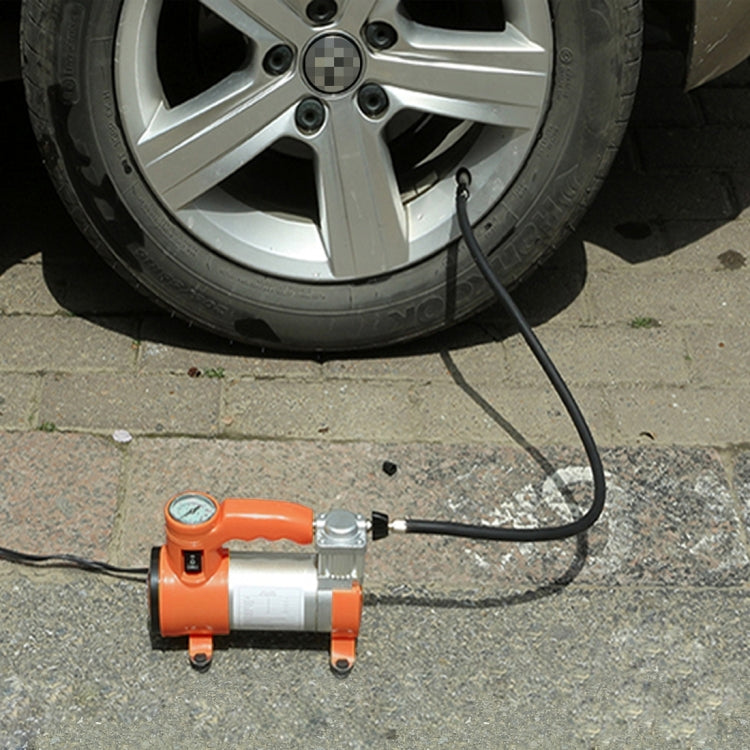 WM102-10 12V Air Pump with Gauge, Portable Metal Cylinder Tire Inflator Compressor with 5 Illumination LED Lamps for Cars Vans Air Mattress Balls 100 PSI 35L/min