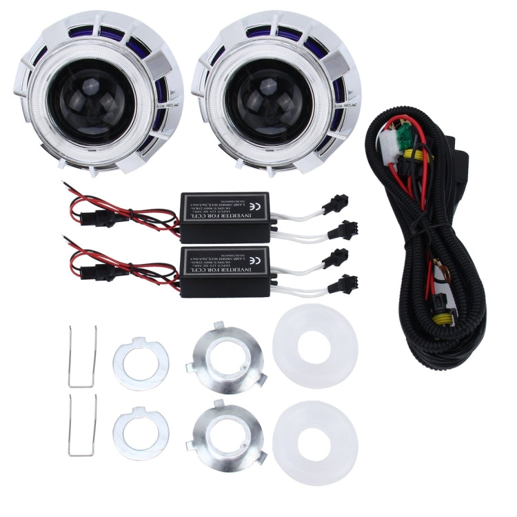 2 PCS H1 3.0 inch 12V Bi-Xenon Projector Lens Headlight Kit with Exquisite Angle Eyes Decoration