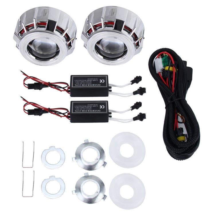 2 PCS H1 3.0 inch 12V Bi-Xenon Projector Lens Headlight Kit with Exquisite Angle Eyes Decoration