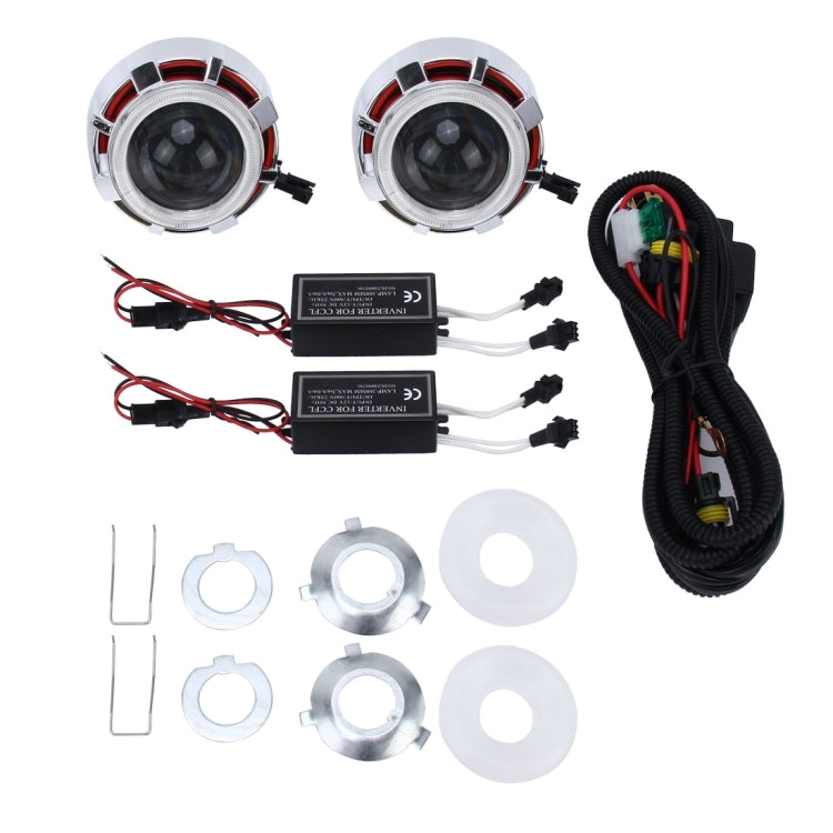 2 PCS H1 2.5 inch 12V Bi-Xenon Projector Lens Headlight Kit with Exquisite Angle Eyes Decoration