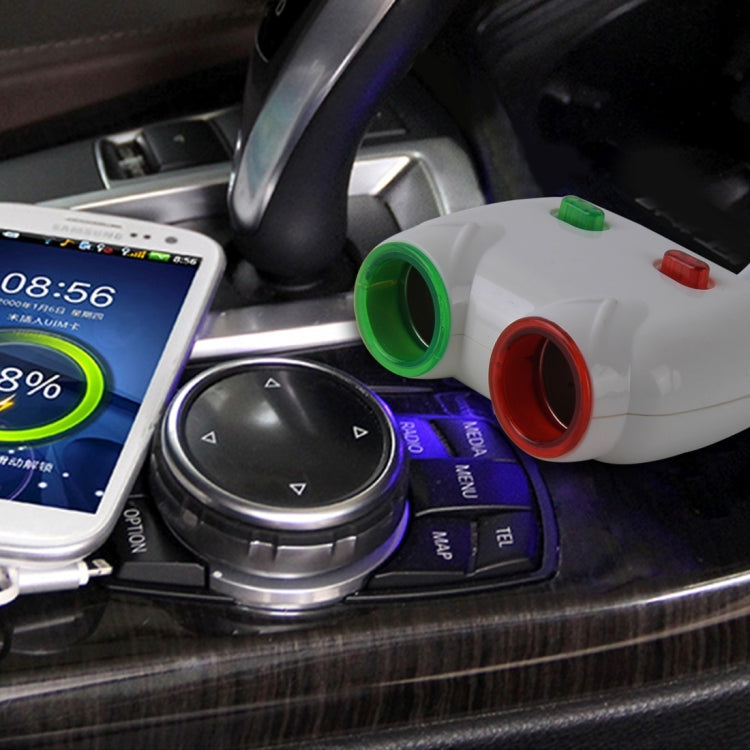 HECHENGLI HC-202 Plastic Shell 120W 2 Sockets Car Cigarette Lighter Car Charger with 3.1A Dual USB Ports And Colorful Indicator Light