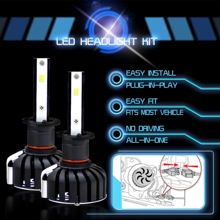 2 PCS H1 25W 3000 LM 6000K IP65 Waterproof Car Headlight with 6 CSP Lamps, DC 9-36V