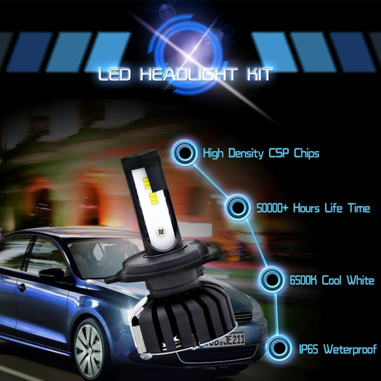 2 PCS H4 HB2 9003 25W 3000 LM 6000K IP65 Waterproof Car Headlight with 12 CSP Lamps White Light, DC 9-36V