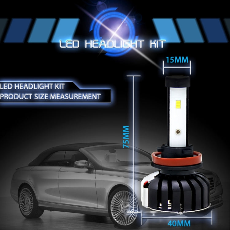 2 PCS H8 H9 H11 25W 3000LM 6000K IP65 Waterproof Car Headlight with 6 CSP Lamps White Light, DC 9-36V