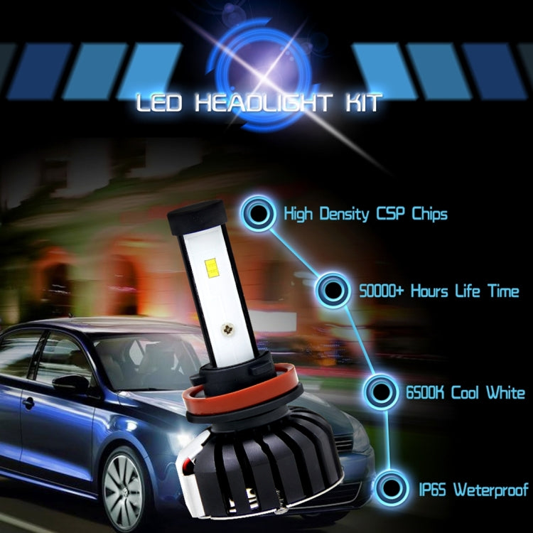 2 PCS H8 H9 H11 25W 3000LM 6000K IP65 Waterproof Car Headlight with 6 CSP Lamps White Light, DC 9-36V