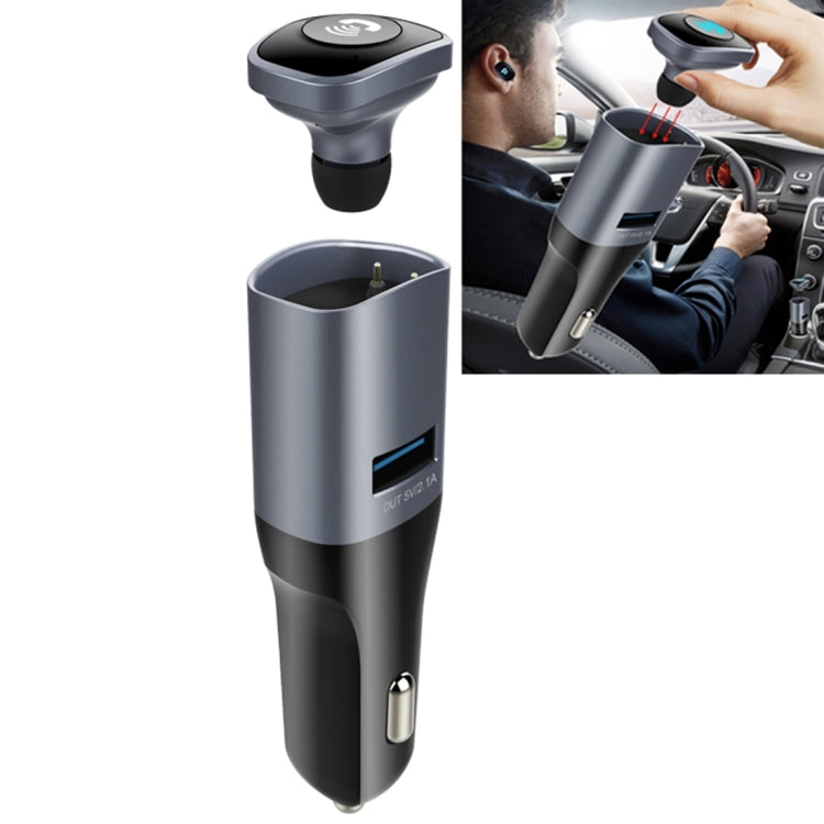 2 in 1 Wireless Bluetooth 4.0 Stereo In-ear Earphone Headset + Single 5V 2.1A USB Charging Port Car Charger for Smartphones, Bluetooth Distance: About 10m