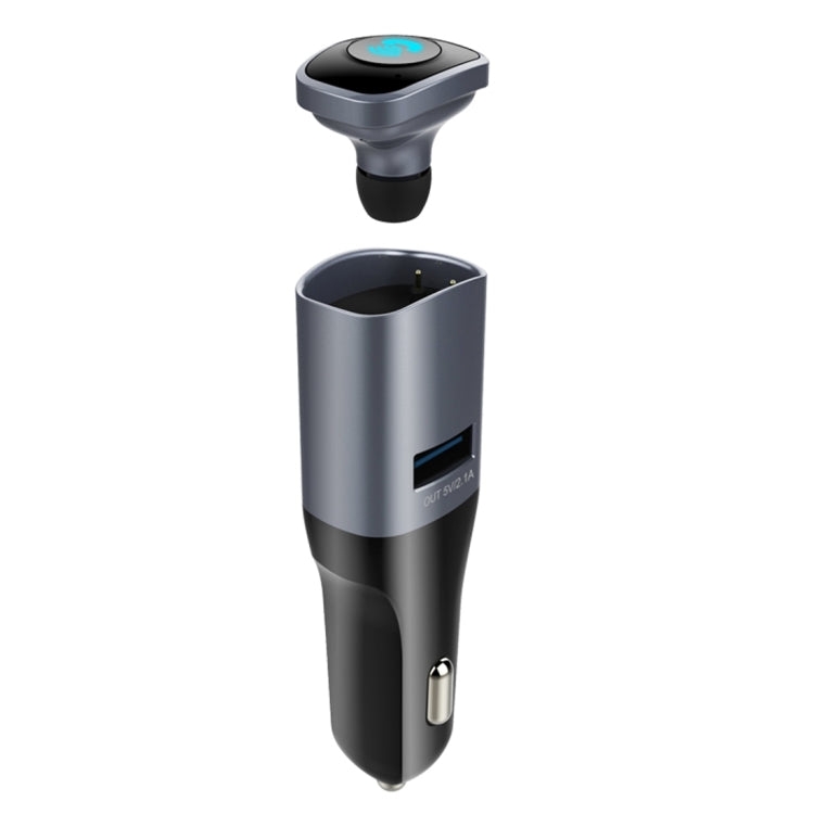 2 in 1 Wireless Bluetooth 4.0 Stereo In-ear Earphone Headset + Single 5V 2.1A USB Charging Port Car Charger for Smartphones, Bluetooth Distance: About 10m