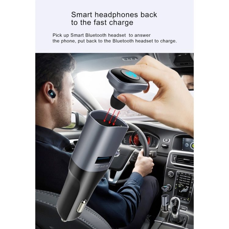 2 in 1 Wireless Bluetooth 4.0 Stereo In-ear Earphone Headset + Single 5V 2.1A USB Charging Port Car Charger for Smartphones, Bluetooth Distance: About 10m