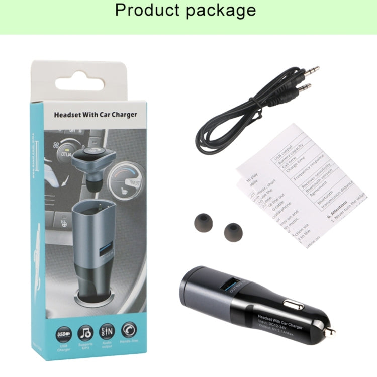 2 in 1 Wireless Bluetooth 4.0 Stereo In-ear Earphone Headset + Single 5V 2.1A USB Charging Port Car Charger for Smartphones, Bluetooth Distance: About 10m