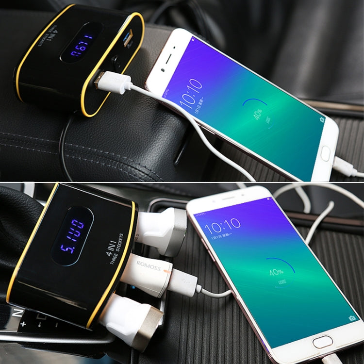 EC6 High Power Intelligent Car Charger Multi-functional 3 Cigarette Sockets Lighter Power Adapter