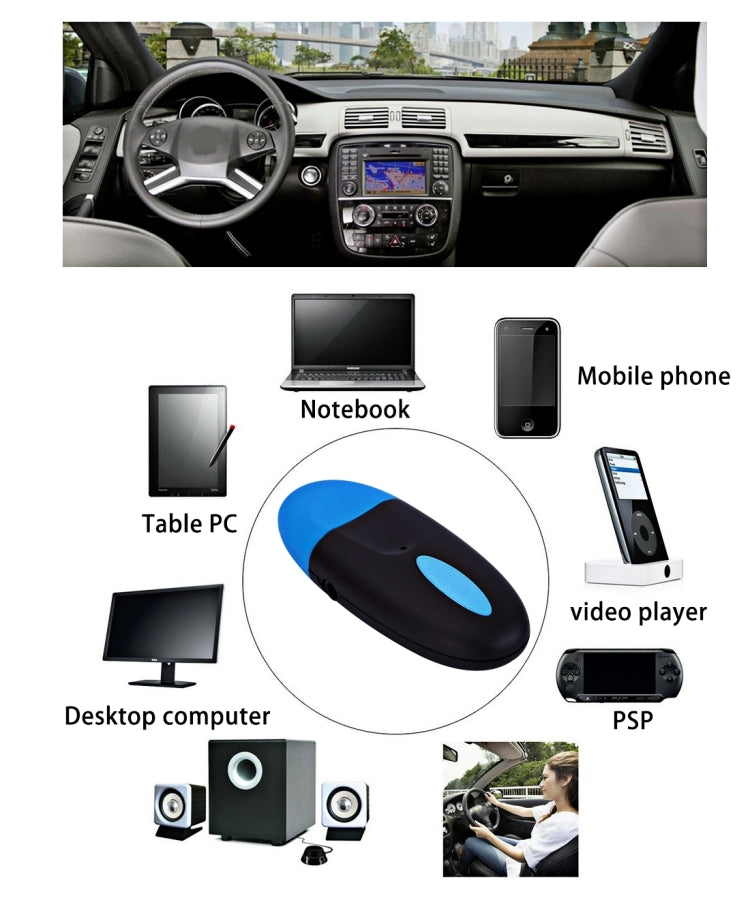 Portable Mini Bluetooth Wireless Music Receiver for iPhone / iPad, Support Hands-free
