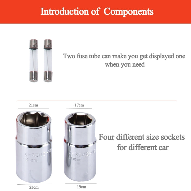 Car Auto 100W 340N*M Electric Impact Wrench with Two Fuse Tubes Two Sockets for 17-19mm and 21-23mm(Orange)
