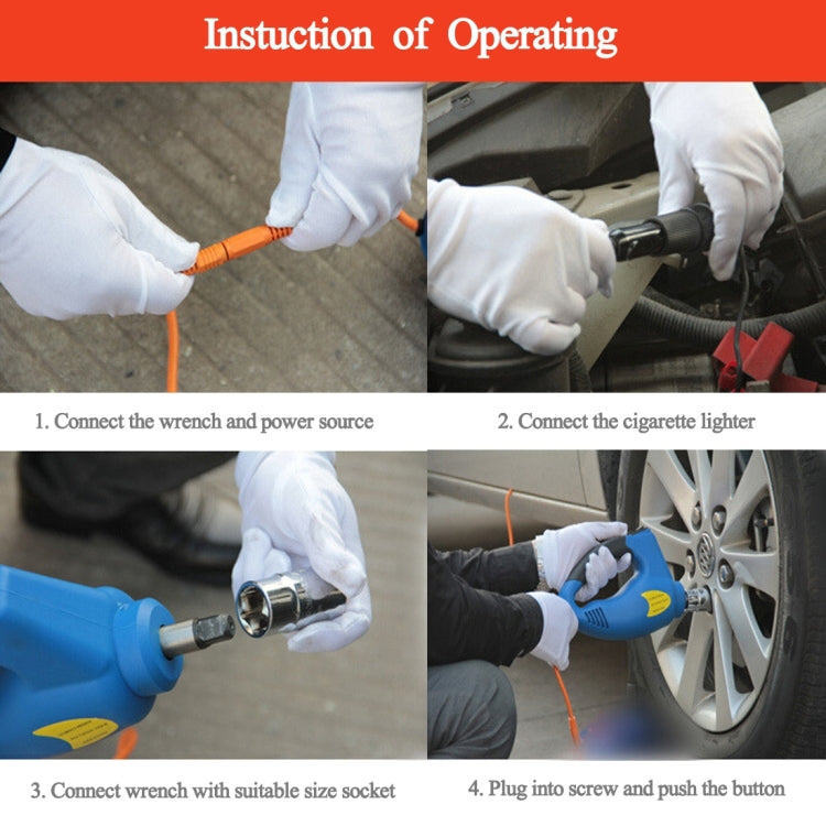 Car Auto 100W 340N*M Electric Impact Wrench with Two Fuse Tubes Two Sockets for 17-19mm and 21-23mm(Orange)