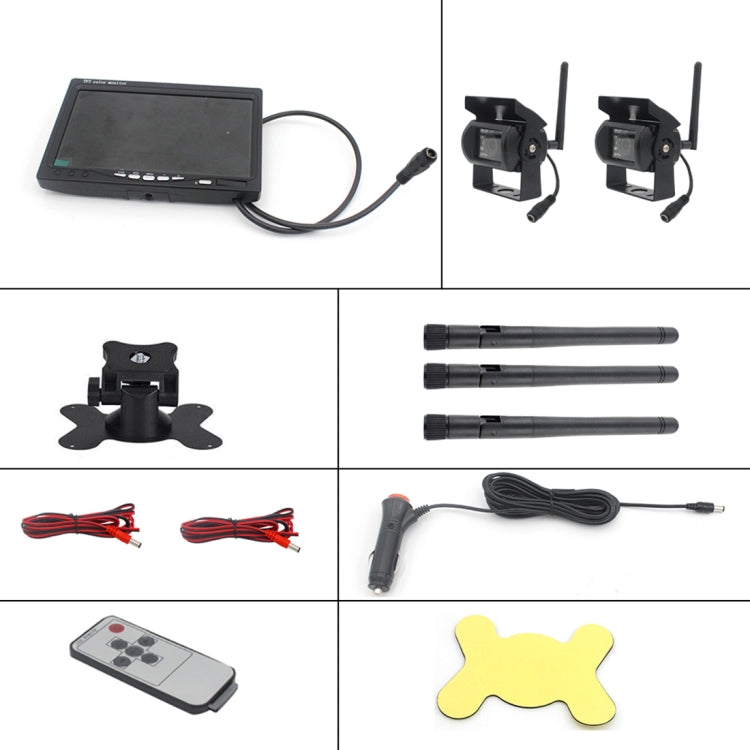 PZ-607-W1-2A Wireless Dual Cameras Rear View Camera Infrared Night Vision Rear View Parking Reversing System