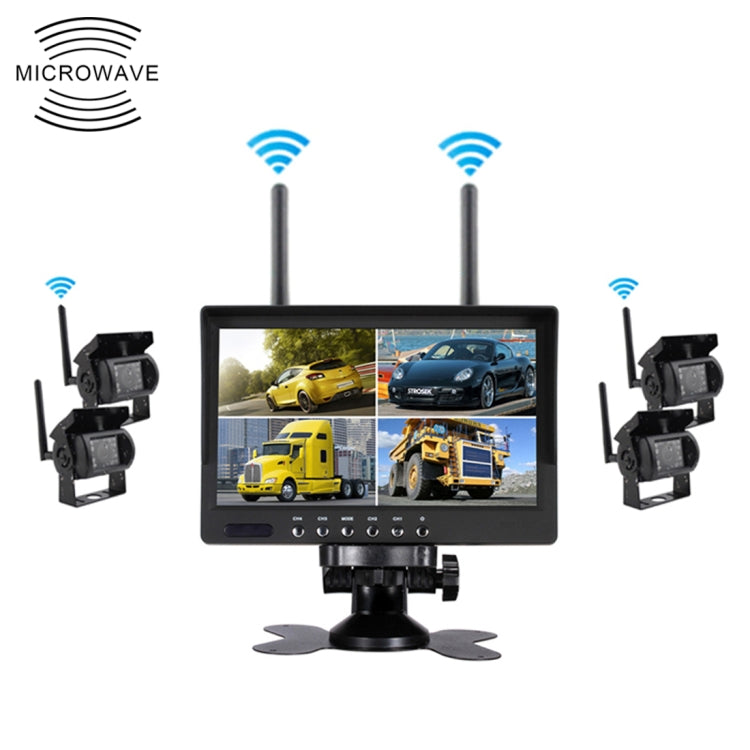 PZ607-W-D4 7.0 inch 2.4GHz Wireless Digital Audio and Video 4 Separate Reversing Car Monitor