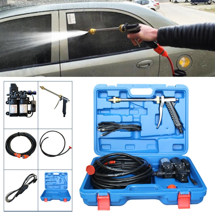 DC 12V Portable Double Pump High Pressure Outdoor Car Cigarette Lighter Washing Machine Vehicle Washing Tools, with Storage Box