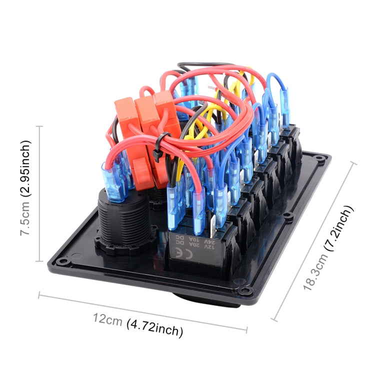 5Pin Multi-function Combination Switch Panel Voltmeter + Cigarette Lighter Socket + Double Lights 6 Way Switches + Dual USB Charger  for Car RV Marine Boat