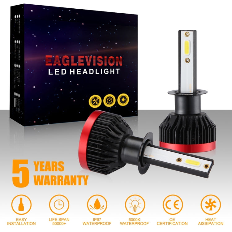 2 PCS EV7 H1 DC 9-32V 36W 3000LM 6000K IP67 LED Car Headlight Lamps, with Mini LED Driver and Cable (White Light)