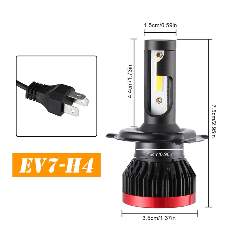2 PCS EV7 H4 / HB2 / 9003 DC 9-32V 36W 3000LM 6000K IP67 LED Car Headlight Lamps, with Mini LED Driver and Cable (White Light)