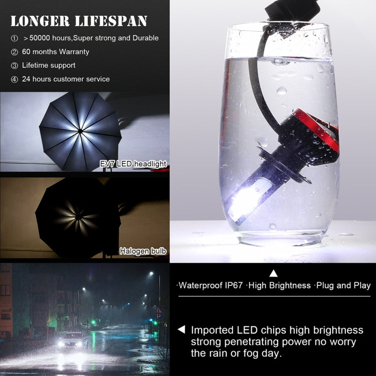 2 PCS EV7 H7 DC 9-32V 36W 3000LM 6000K IP67 LED Car Headlight Lamps, with Mini LED Driver and Cable (White Light)