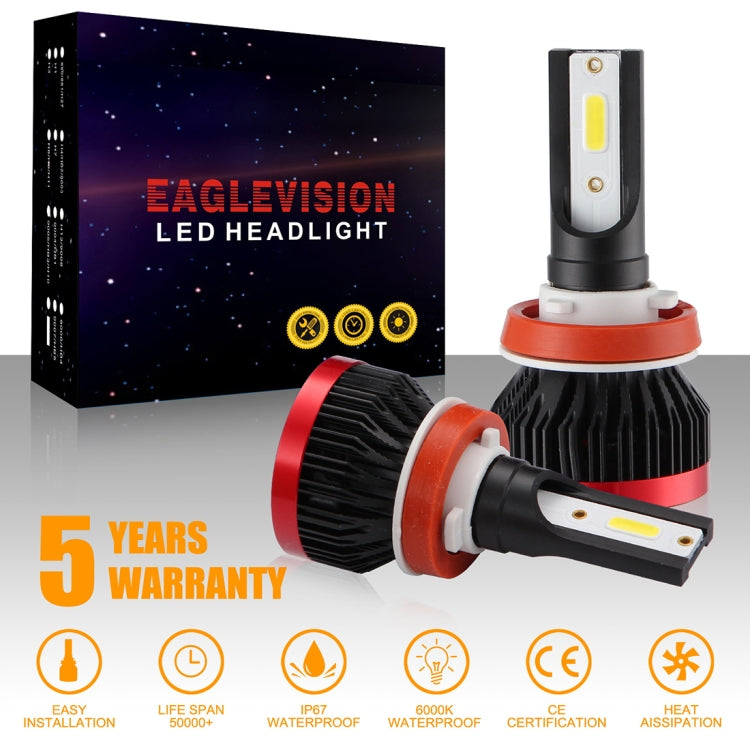 2 PCS EV7 H8 / H9 / H11 DC 9-32V 36W 3000LM 6000K IP67 LED Car Headlight Lamps, with Mini LED Driver and Cable (White Light)