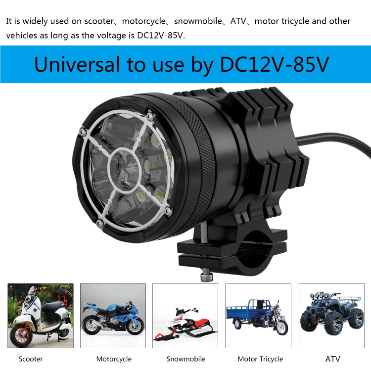 DC 9V-48V 5500LM 6000K 45W IP67 9 LED Lamp Beads Motorcycle Aluminum Alloy LED Headlight Lamps, Constantly Bright